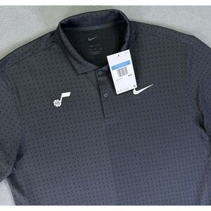 Utah Jazz Nike Polo Shirt Mens Medium Grey Core Geometric NBA Performance New